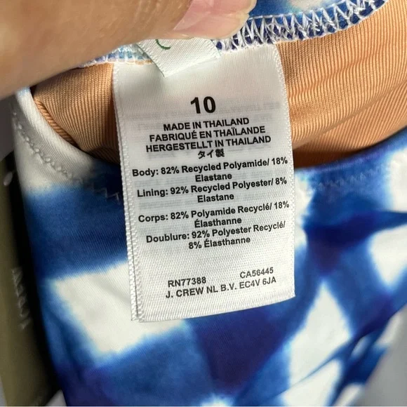 J. Crew Scoopneck one-piece swimsuit Blue gingham 10‎ Beach Pool Summer Ocean - Picture 6 of 9